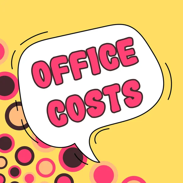 Writing displaying text Office Costs, Business overview amount of money paid to landlord to cover expenses on workroom
