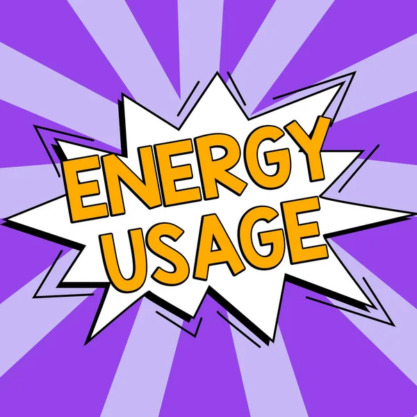 能源的使用 概念的意思是在一个过程或系统中消耗或使用的能源数量 — 图库照片