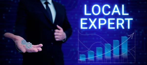 Conceptual Caption Local Expert Business Showcase Offers Expertise Assistance Booking — Stock Fotó