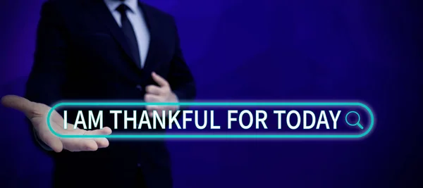 Konceptuell Bildtext Jag Tacksam För Idag Ord Skrivet Tacksam Att — Stockfoto