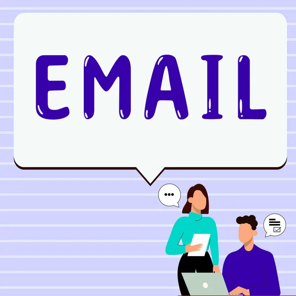 Texto Presentando Email Enfoque Negocios Enviar Mensaje Comercial Grupo Personas — Foto de Stock