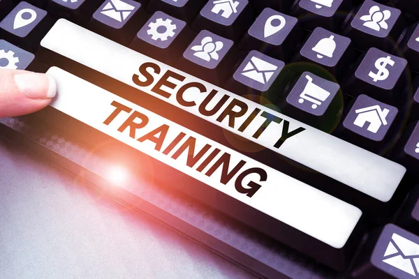 Znak Tekstowy Pokazujący Szkolenie Zakresie Bezpieczeństwa Zdjęcie Koncepcyjne Zapewniające Szkolenie — Zdjęcie stockowe
