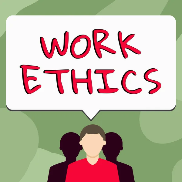 Text caption presenting Work Ethics, Business showcase A set of values centered on the importance of doing work