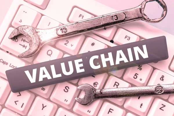 Tekst Met Inspiratie Value Chain Business Showcase Bedrijfsproductieproces Industrie Ontwikkelingsanalyse — Stockfoto