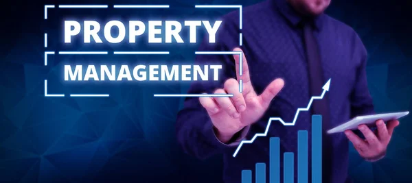 Text Sign Showing Property Management Internet Concept Overseeing Real Estate — Stock Fotó