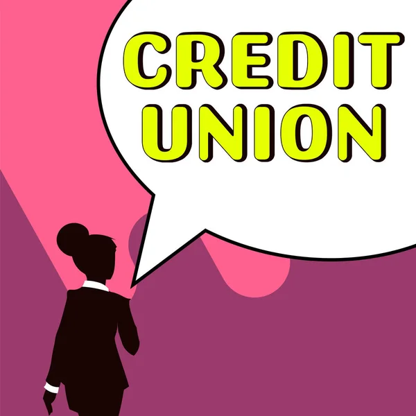 Writing Displaying Text Credit Union Business Concept Cooperative Association Makes — Fotografia de Stock