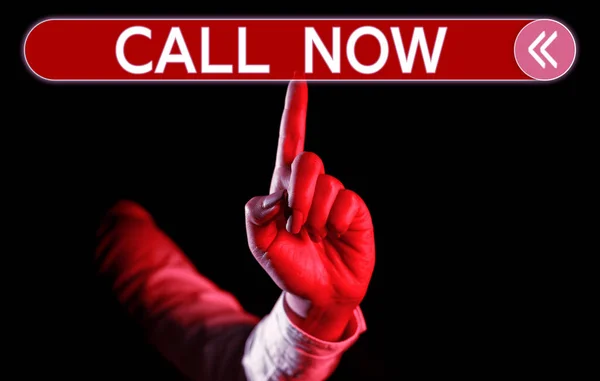 Teks Tulisan Tangan Call Now Pameran Bisnis Untuk Segera Menghubungi — Stok Foto