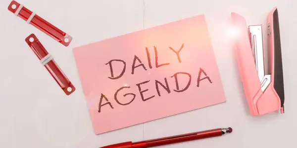 Conceptual Caption Daily Agenda Word Written List Items Discussed Daily — ストック写真