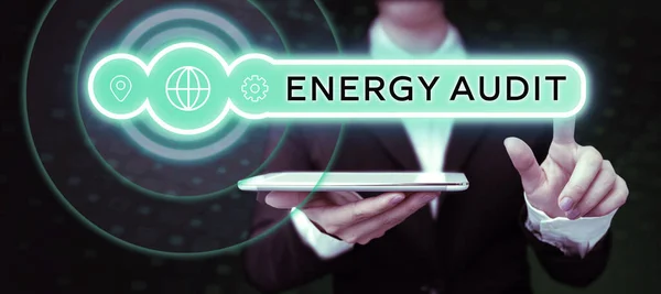 Koncepční Zobrazení Energetický Audit Posuzování Podnikatelské Koncepce Energetických Potřeb Účinnosti — Stock fotografie