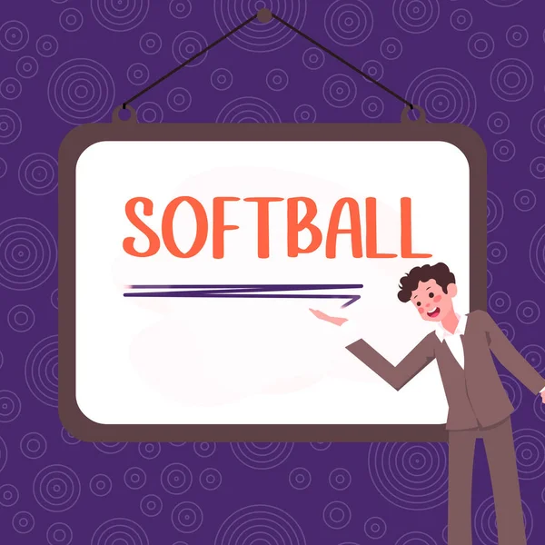 Didascalia Concettuale Softball Business Mette Mostra Uno Sport Simile Baseball — Foto Stock