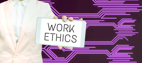 Inspiration Showing Sign Work Ethics Word Set Values Centered Importance —  Fotos de Stock