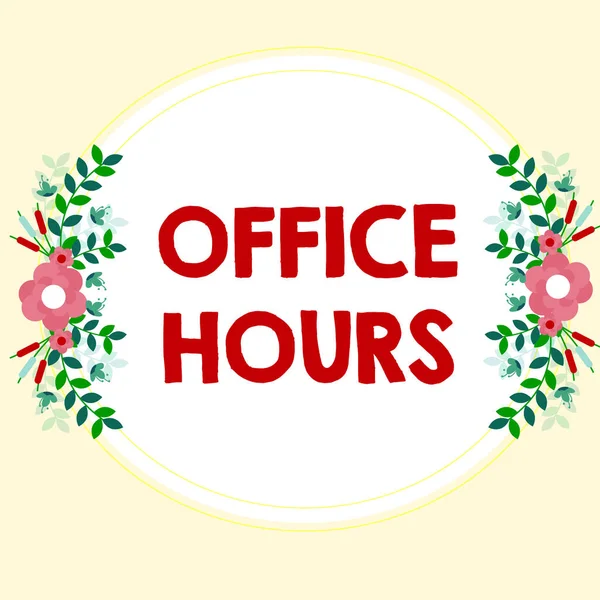 Пишучи Текст Office Hours Conceptual Photo Години Які Бізнес Правило — стокове фото