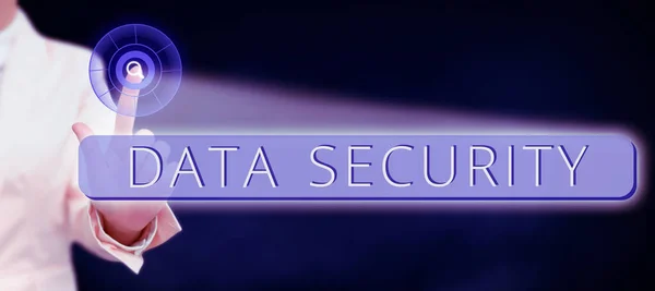 Firma Que Muestra Seguridad Los Datos Escaparate Negocios Confidencialidad Copias —  Fotos de Stock