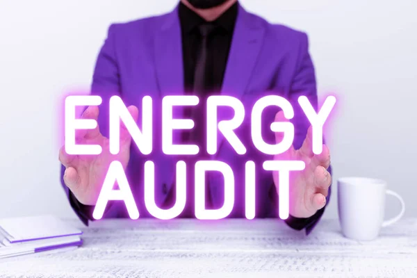 Rukopisný Text Energetický Audit Koncepční Foto Posouzení Energetických Potřeb Účinnosti — Stock fotografie