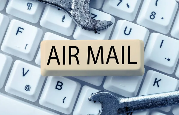 Inspiração Mostrando Sinal Air Mail Palavra Escrito Nos Sacos Letras — Fotografia de Stock