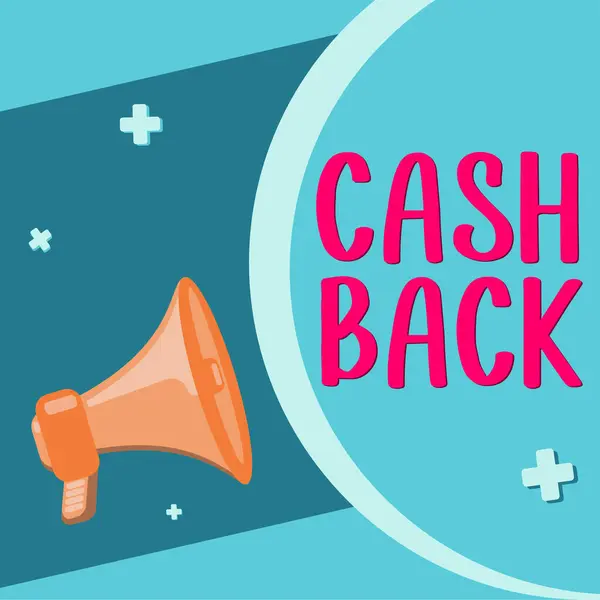 Szöveges Tábla Mutatja Cash Back Üzleti Kirakat Ösztönzést Kínált Vásárlók — Stock Fotó
