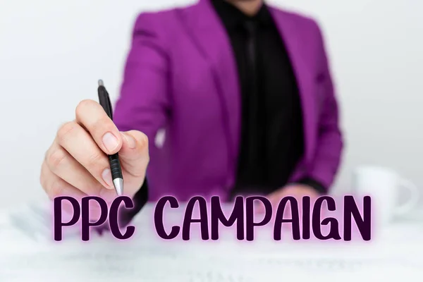 手書き署名Ppcキャンペーン 彼らの製品やサービスを促進するためにPpcを使用するための単語 — ストック写真