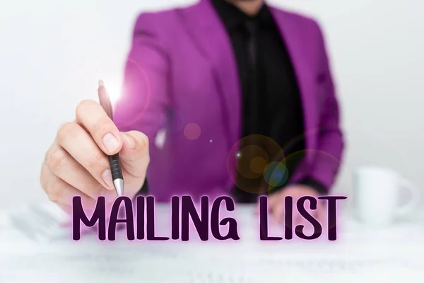 Texto Que Muestra Inspiración Mailing List Business Concept List People —  Fotos de Stock