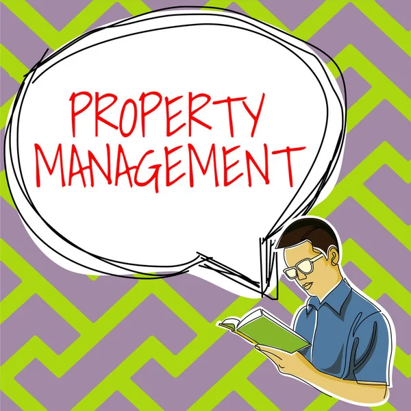 Hand writing sign Property Management, Business approach Overseeing of Real Estate Preserved value of Facility