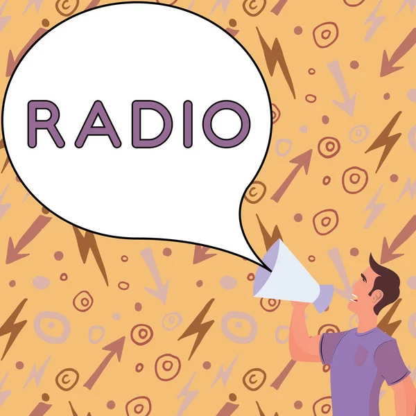 Señal Texto Que Muestra Radio Internet Concepto Recepción Transmisión Ondas — Foto de Stock