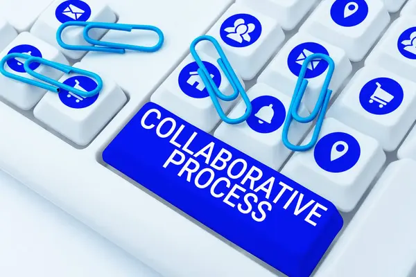 Teksten Weergeven Collaborative Process Business Idee Mensen Organisaties Werken Bereiken — Stockfoto