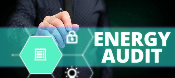 Inspiration Showing Sign Energy Audit Business Concept Assessment Energy Needs — Fotografia de Stock