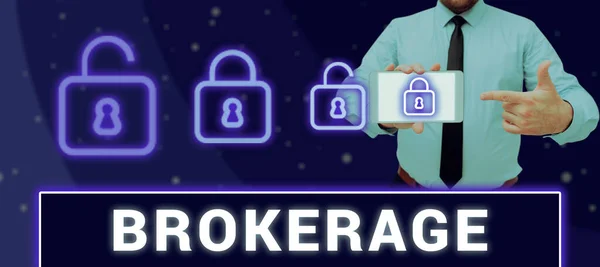 Концептуальний Підпис Brokerage Internet Concept Служить Довіреним Агентом Або Посередником — стокове фото
