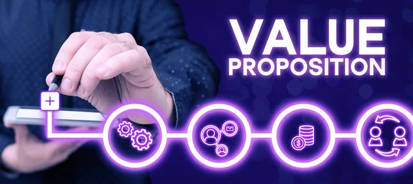 Inspiration Showing Sign Value Proposition Business Approach Service Make Company — Stock Photo, Image
