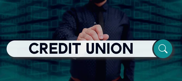 Legenda Conceitual Credit Union Word Escrito Associação Cooperativa Que Faz — Fotografia de Stock