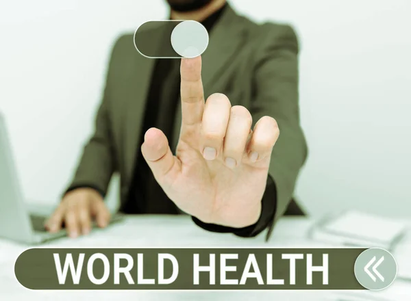 Hand Writing Sign World Health Word Written World Day Action — Stock Photo, Image