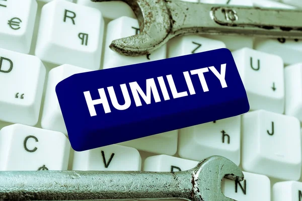 Escrevendo Exibindo Texto Humildade Abordagem Negócios Sendo Humilde Uma Virtude — Fotografia de Stock
