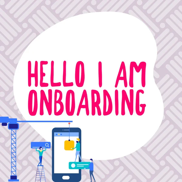 Εγγραφή Εμφάνισης Κειμένου Hello Onboarding Επιχειρηματική Έννοια Δράση Διαδικασία Ενσωμάτωσης — Φωτογραφία Αρχείου