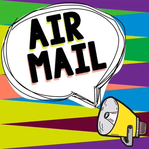 Segno Testo Che Mostra Air Mail Parola Sacchetti Lettere Pacchi — Foto Stock