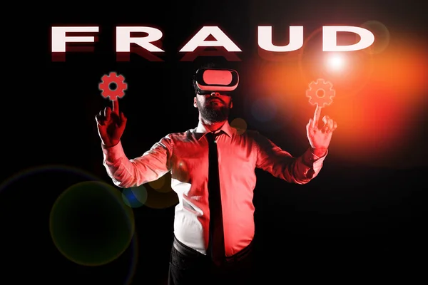 Tekenen Tonen Fraude Business Showcase Onrechtmatig Crimineel Bedrog Beoogde Resultaat — Stockfoto