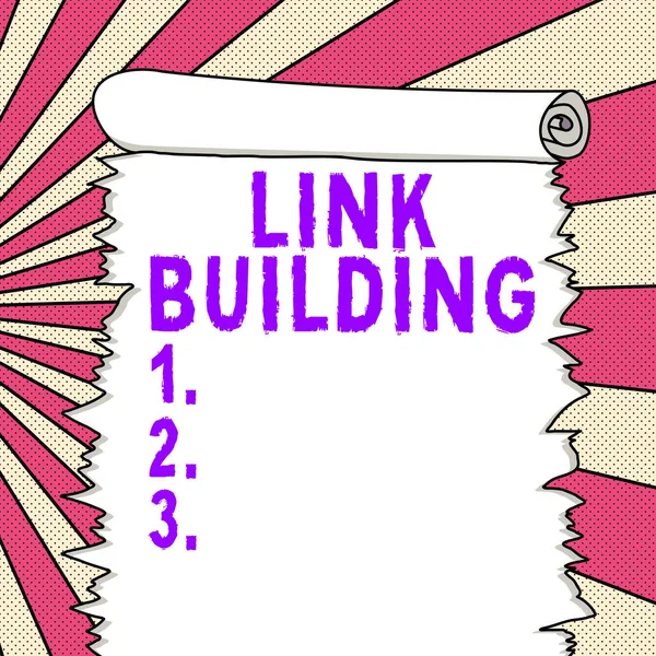 Conceptual display Link Building, Word Written on SEO Term Exchange Links Acquire Hyperlinks Indexed