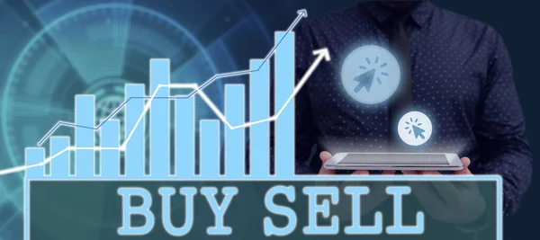 Inspiration Showing Sign Buy Sell Internet Concept Buying Selling Goods — Stockfoto