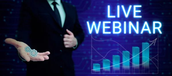 Text Sign Showing Live Webinar Business Concept Interactive Seminar Transmitted — Stockfoto