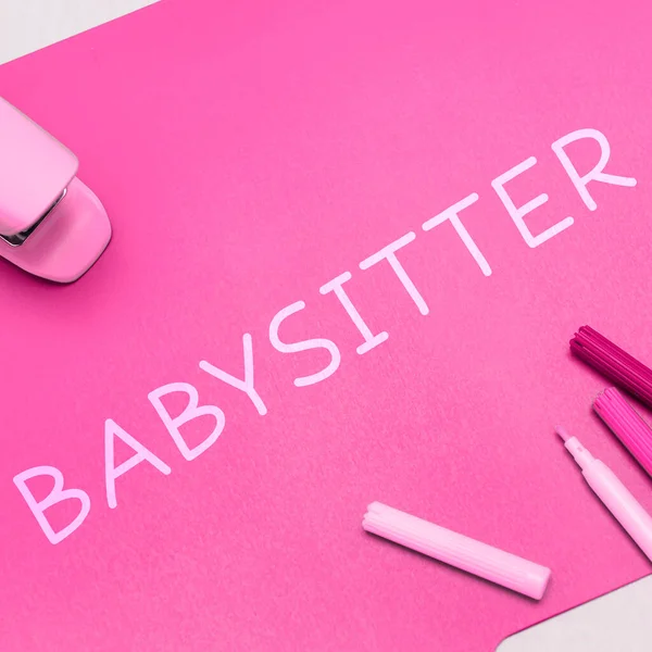 Inspiration Showing Sign Babysitter Business Showcase Care Children Usually Short — Stock Photo, Image