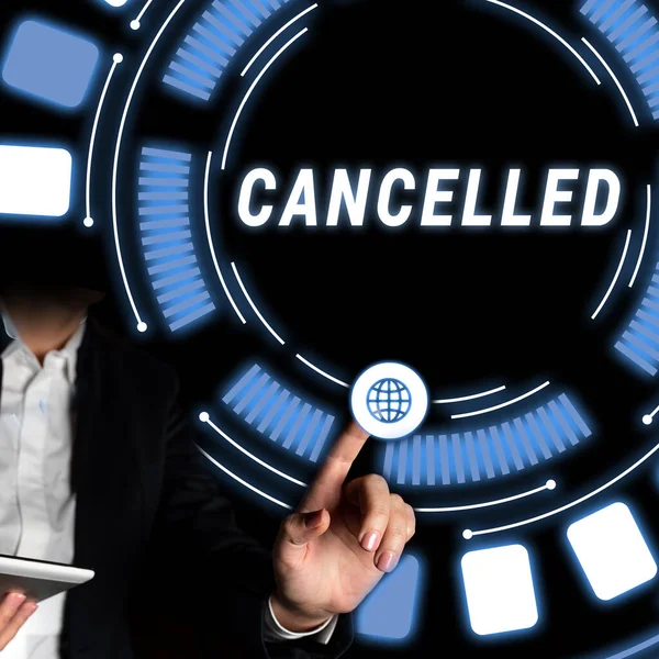 Text Showing Inspiration Cancelled Business Idea Decide Announce Planned Event — Stockfoto
