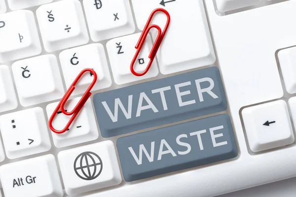 産業プロセスの一部として使用されている液体を紹介するテキスト水の廃棄物を表示する書き込み — ストック写真