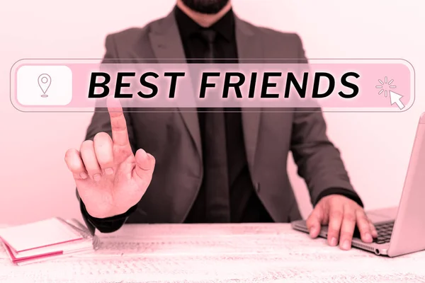 Exibição Conceitual Melhores Amigos Palavra Escrito Uma Pessoa Que Você — Fotografia de Stock