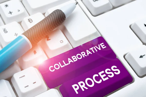Collaborative Process 텍스트 Business Overview People Organizations Work Results — 스톡 사진