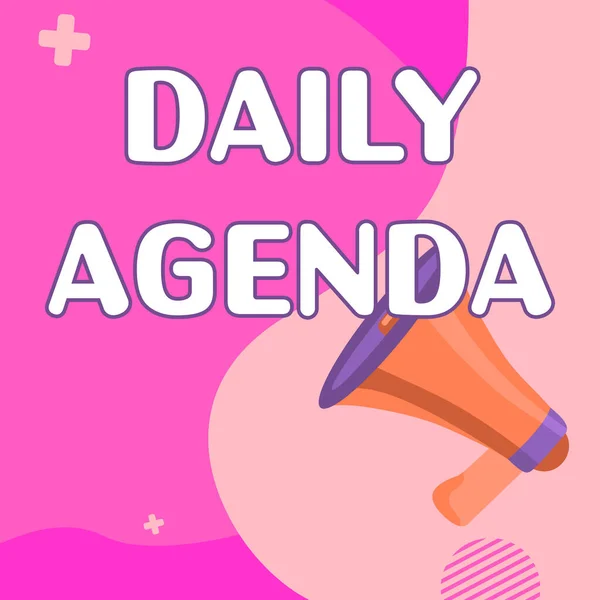 Hand writing sign Daily Agenda, Internet Concept To do list of items be discussed daily or at formal important meeting