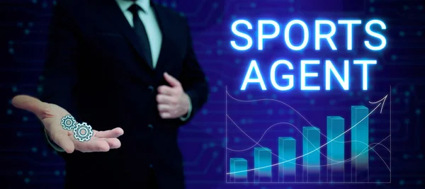 Conceptual display Sports Agent, Business overview person manages recruitment to hire best sport players for a team