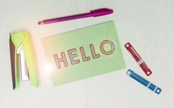 Üzenet Amely Inspirációt Hello Business Approach Used Greeting Start Phone — Stock Fotó