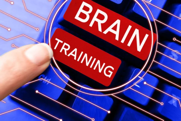 Znak Tekstowy Pokazujący Trening Mózgu Conceptual Foto Aktywności Umysłowe Celu — Zdjęcie stockowe