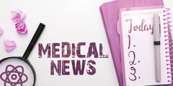 Text caption presenting Medical News, Word Written on report or noteworthy information on medical breakthrough