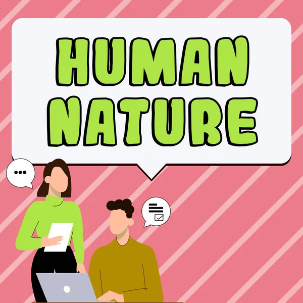 Znak Tekstowy Ukazujący Ludzką Naturę Słowo Określające Cechy Psychologiczne Uczucia — Zdjęcie stockowe