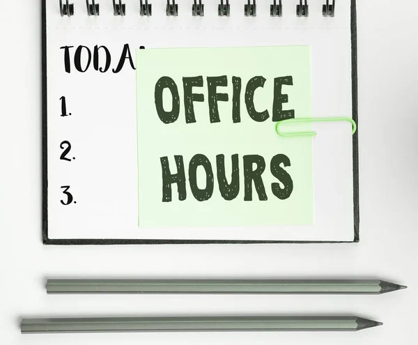 Kavramsal Başlık Ofis Saatleri Kavramsal Fotoğraf Saatlerinin Çalışma Saatleri — Stok fotoğraf