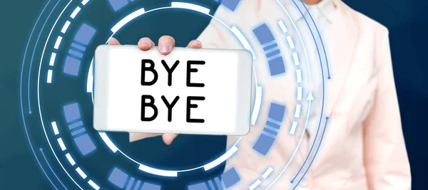 Pisanie Wyświetlania Tekstu Bye Bye Business Showcase Powitanie Opuszczenie Pożegnanie — Zdjęcie stockowe